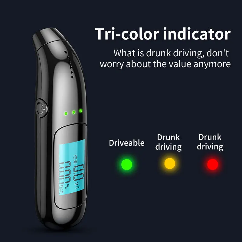 

Portable Alcohol Detector High Sensitivity 3 Status Lights Hygienic C06 Accurate Alcohol Breathalyzer for Traffic Control