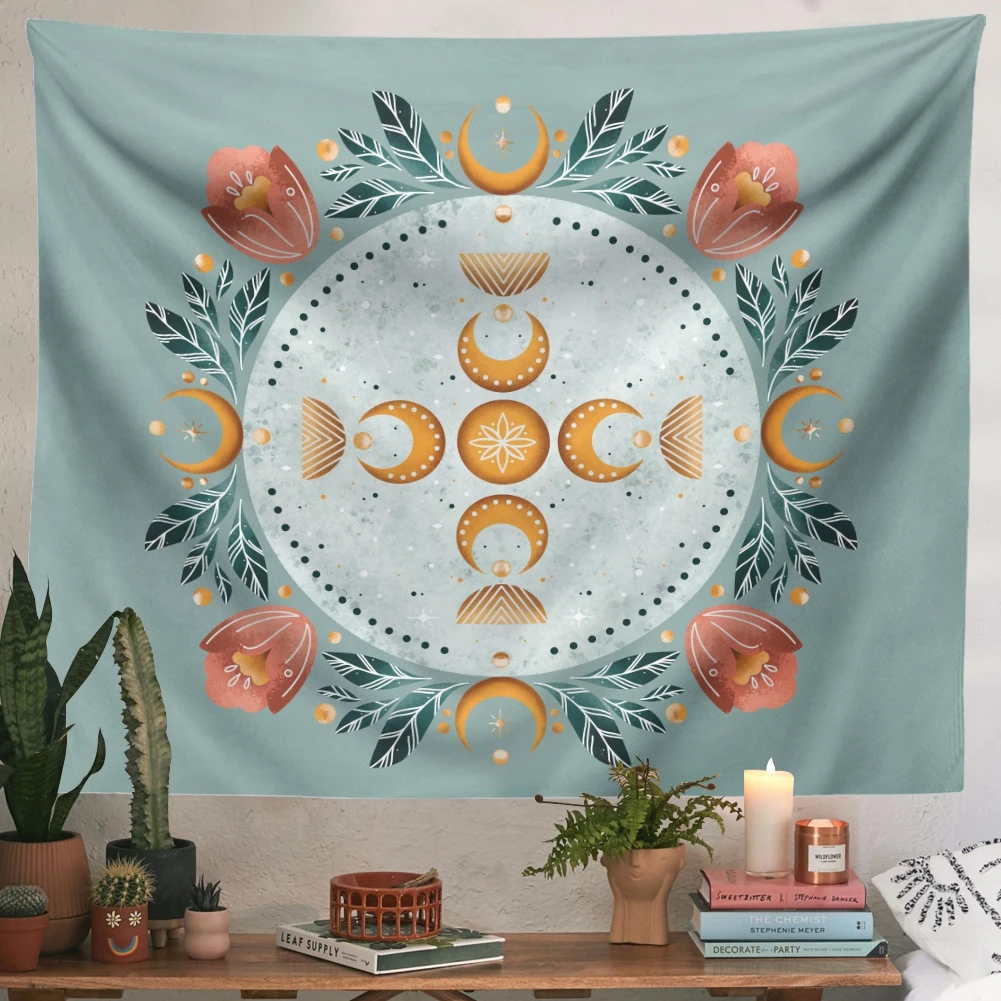 

Moon Phase Flowers Tapestry Wall Hanging Moon Flower Plant Wall Art Tapestries for Bedroom Living Room Drom Home Decor