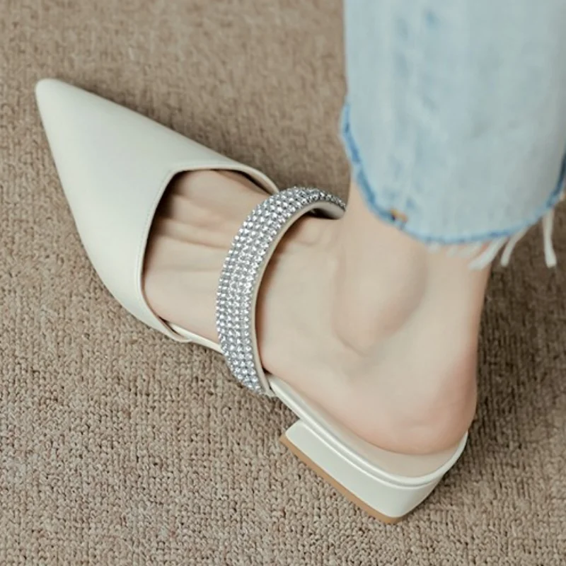 

Женские шлепанцы с острым носком, на высоком каблуке