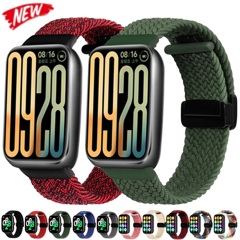 Фото Нейлоновый ремешок для Xiaomi Band 10 Pro/8 Pro/9 Pro, плетеный ремешок с магнитной застежкой, регулируемый для Redmi Watch 4 5 6. №1