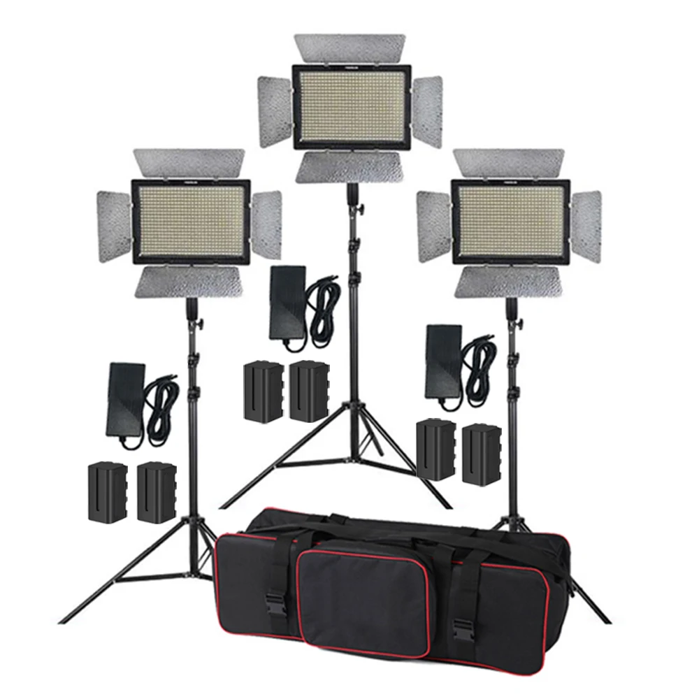 3x Yongnuo YN900 3200-5500K двухцветный/5500K CRI 95 + светильник адаптер питания + подставка + стрела + сумка для студийного освещения