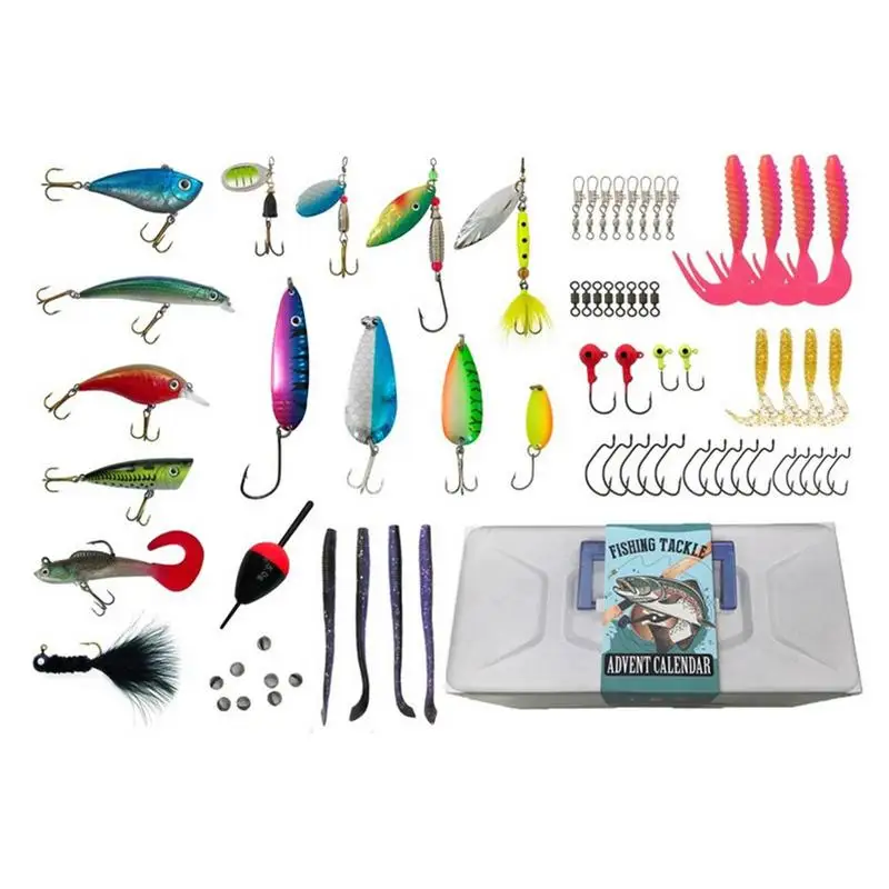 

Travel Fishing Gear Set Combo 24 Divided Spaces Fishing Hooks Freshwater Saltwater Fishing Gear For Countdown Fishing Gear Gift