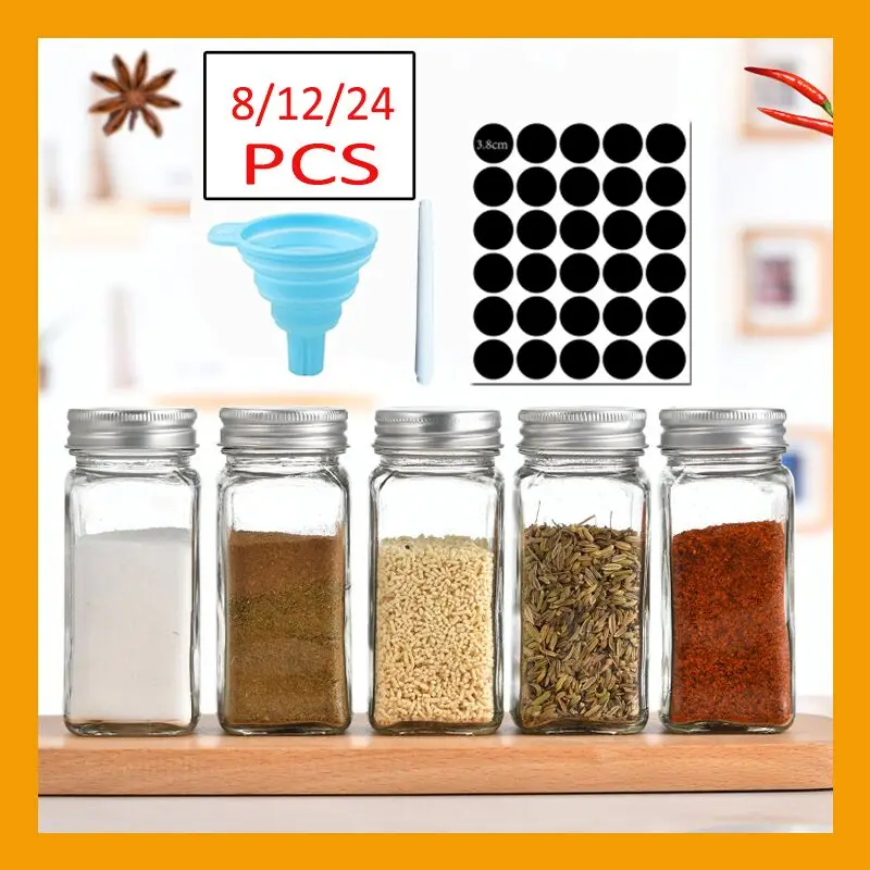 

Glass Spice Jar Sets Seasoning Box Lid Condiment Pot Seasoning Bottle Glass Kitchen Supplies And Materials Saltcellar Canister