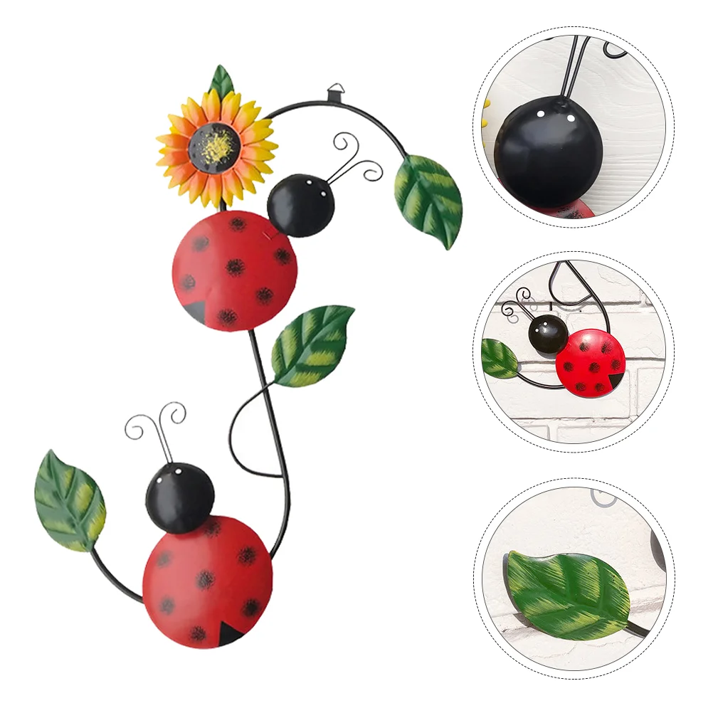 

Wrought Iron Wall Hanging Decoration Courtyard Pendant Garden Ladybugs Ornament Fence Decorations Outdoor Sculpture Iron: