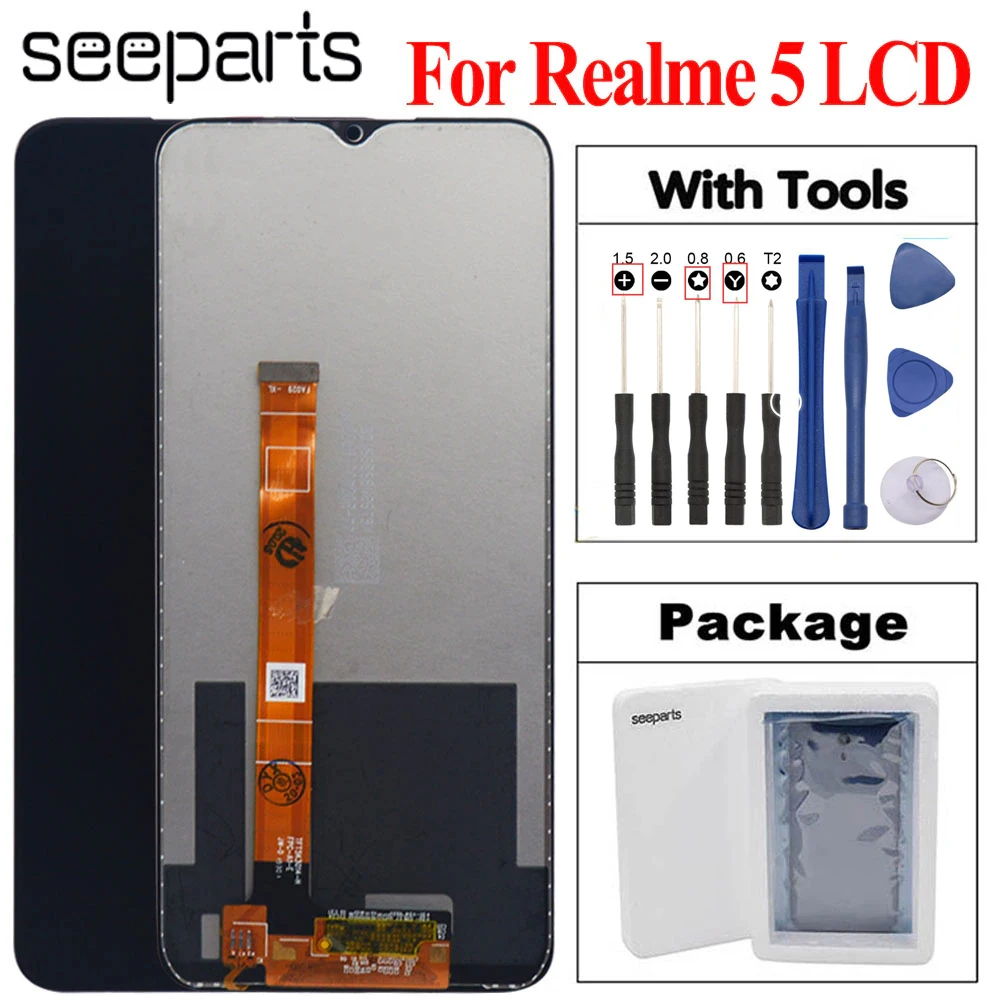 Протестировано, работает для OPPO Realme 5 LCD RMX1911, дисплей, сенсорная панель, детали для Realme 5i RMX2030, Замена ЖК-дисплея