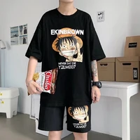 2022 short sleeved shorts suits mens summer thin section student anime printing suits casual boys sports short sleeved suits