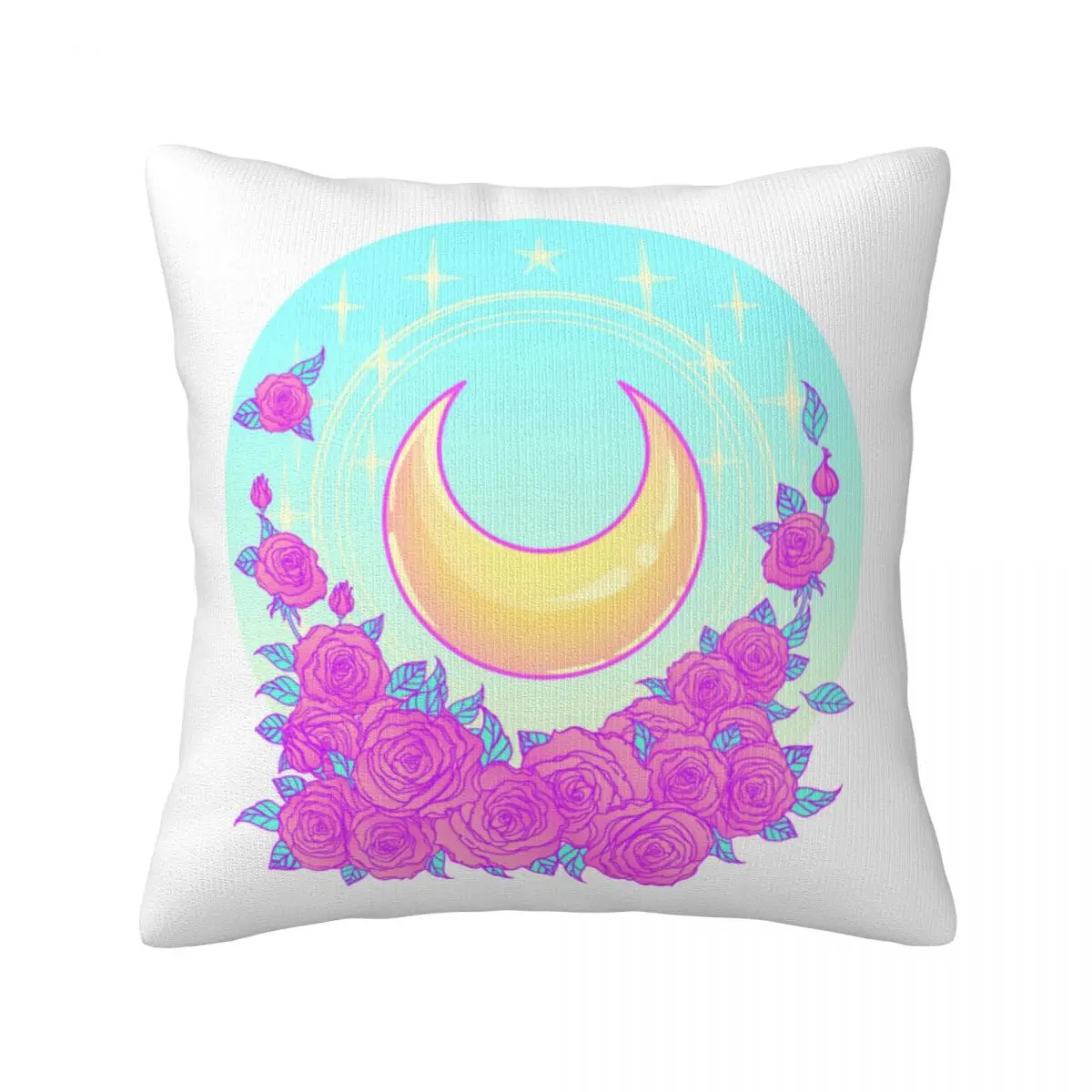 

Eid Mubarak Pillow Case Moon and Roses Summer Universal Pillowcase Polyester Sofa Zipper Cover