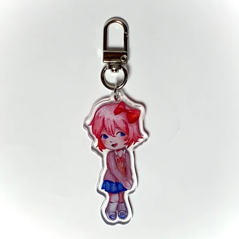 Фото Брелок из акрила 5 см с персонажами Monika, Sayori, Yuri, Natsuki, с акварельным рисунком и металлическим карабином, Doki Doki Literature Club, коллекционный подарок для сумки №4