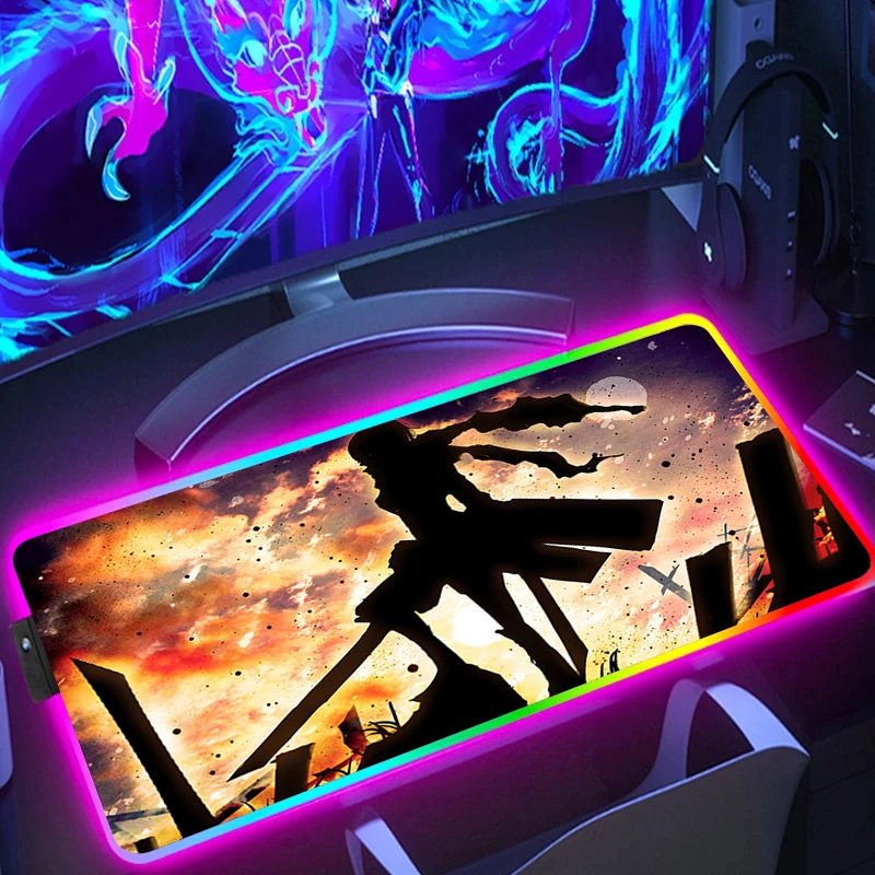 

Attack on Titan Gamer Keyboard Pad Mousepad Rgb Desk Protector Backlit Mat Pc Accessories Mouse Gaming Xxl Large Anime Extended