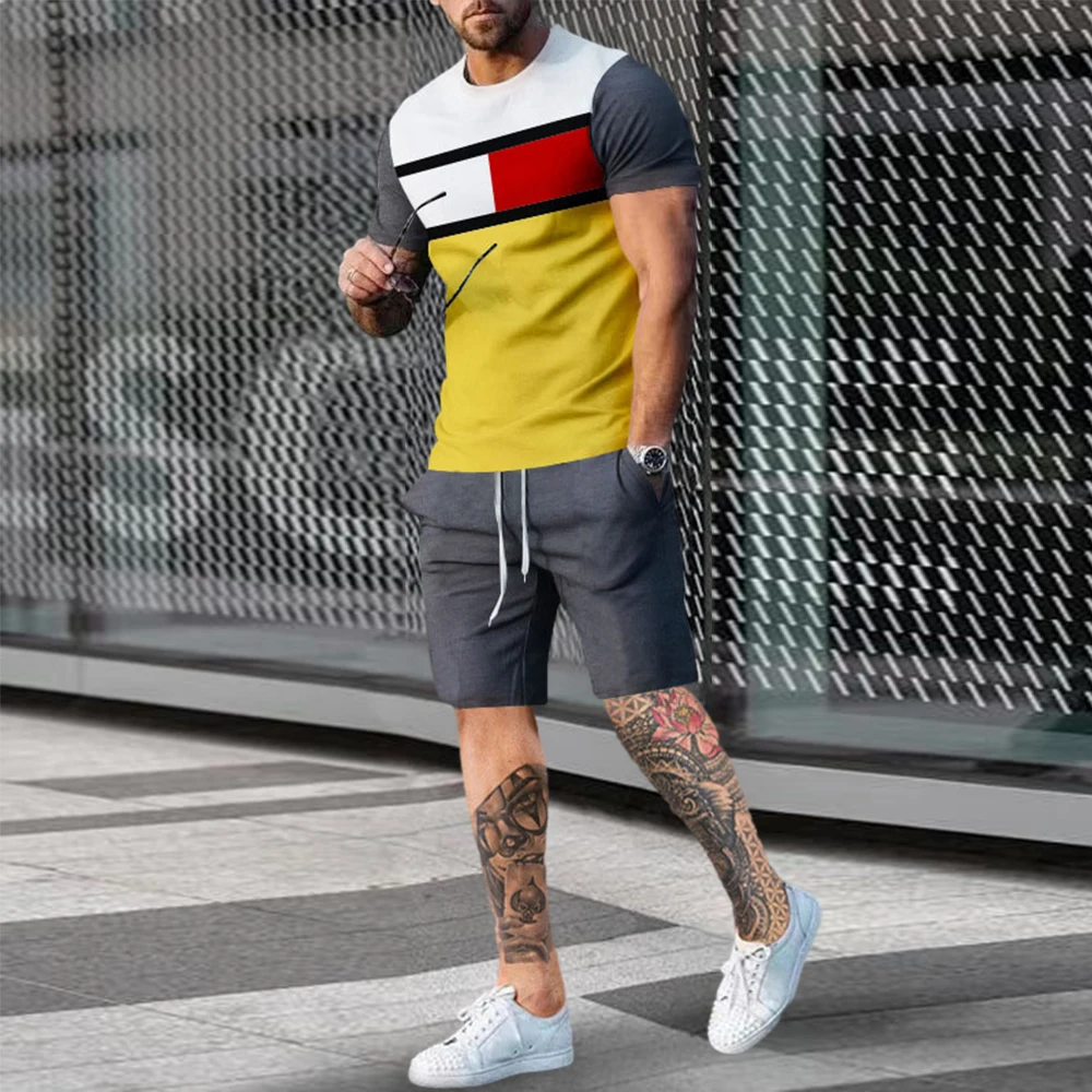 2023 Summer Men's Tracksuit T-shirt Sets Sportswear Oversized Beach Clothing 3D Printed T-shirt Shorts Suit Men's T-shirt Suit