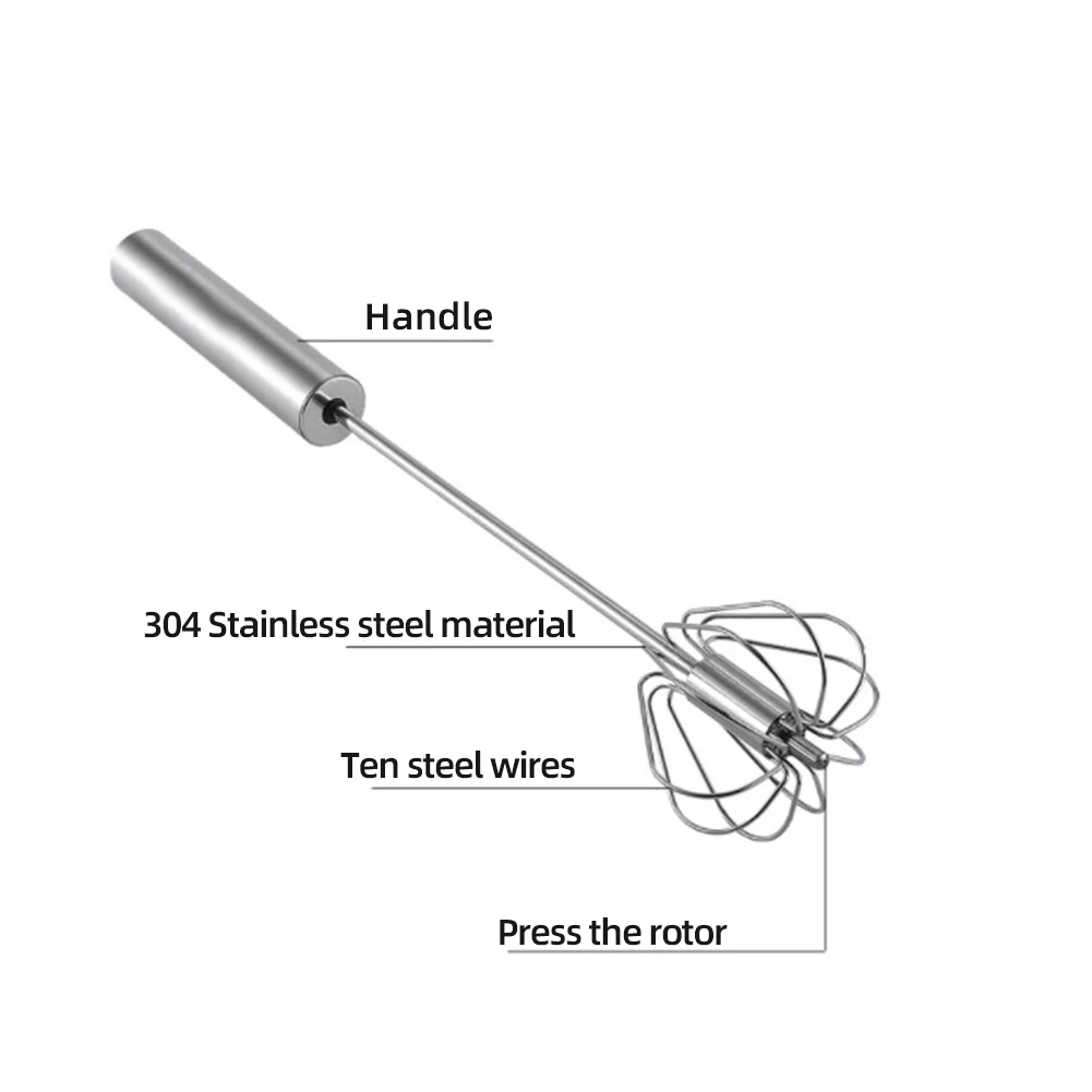 

Hand Pressure Semi-automatic Egg Beater Stainless Steel Self Turning Cream Utensils Whisk Manual Mixer Kitchen Accessories Tool