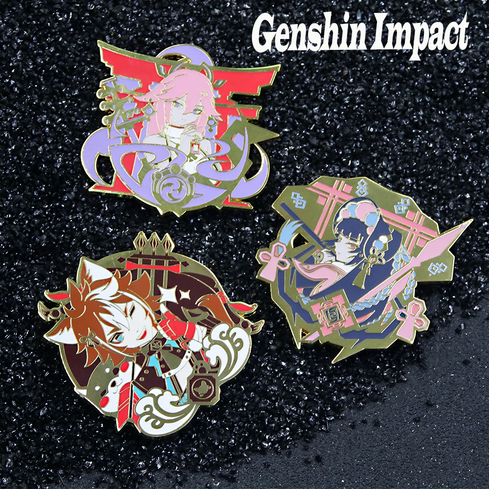 

Anime Genshin Impact Brooches Enameled Metal Brooch Pin Cosplay Peop Clothing Decoration Party Gift Brooch Badge Jewelry