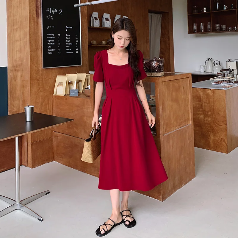 Красное женское летнее платье новинка 2024 деловое высокого качества с облегающей