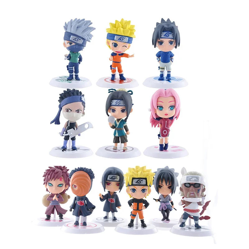 

6pcs/set Naruto Shippuden Anime Figure Action Q Version Hatake Kakashi Model 7CM PVC Uzumaki Statue Toys Doll