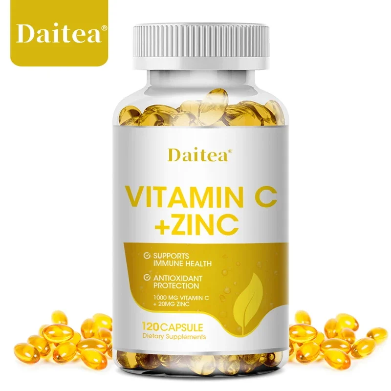 

Daitea Organic Vitamin C 1000mg & Zinc 20mg Capsule Supplement Antioxidant Immune Pigmentation Anti Wrinkle Whitening Skin