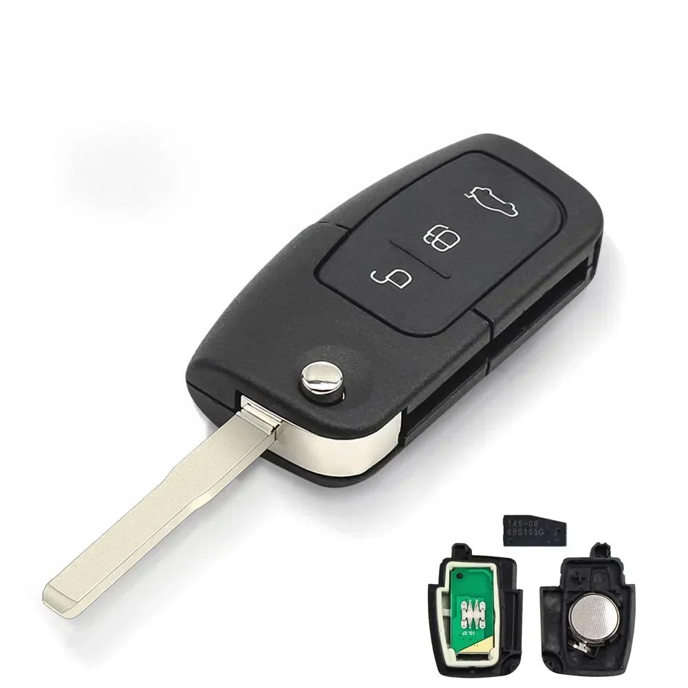 

KEYYOU 1 шт., 433 МГц, 4D63/4D60, откидной автомобильный ключ с дистанционным управлением для Ford Focus 3 2 Mondeo Fiesta, чехол для брелока с 3 кнопками, 80/40 бит