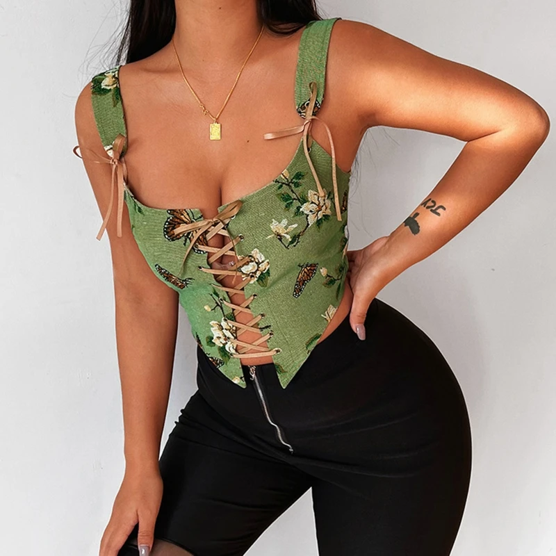 

Street Wear Corset Sleeveless Tops Women Corset Top Curve Shaper Modeling Strap Vintage Floral Print Corset Bustiers