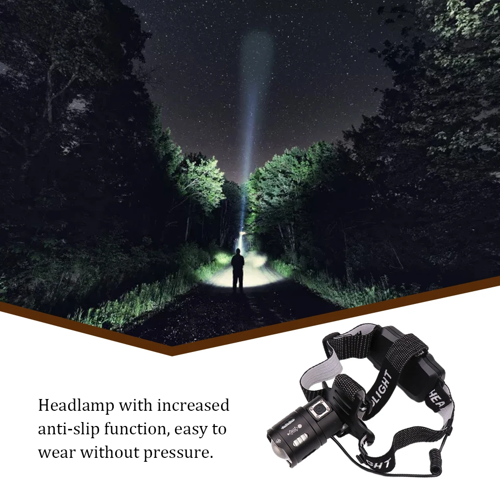 

Adjustable High Brightness Headlamp Hiking Traveling Night Fishing Switchable Head Torch Jogging Zoomable Headlight