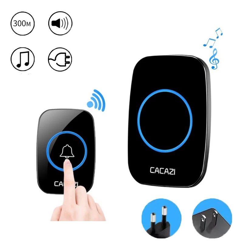 

433MHz Wireless Doorbell US EU Plug Waterproof Smart Home Door Bell Chime Kit LED Flash Security Alarm Welcome House Melodies