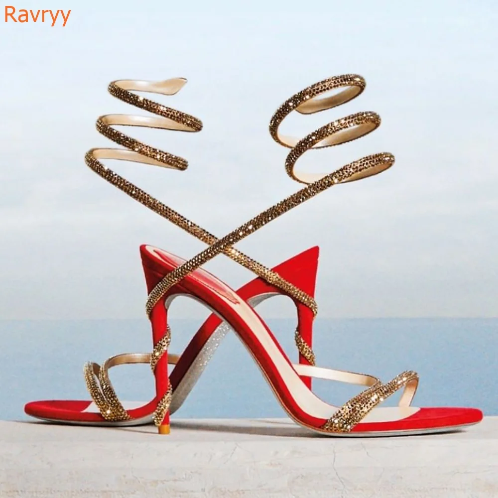 Сандалии женские без шнуровки открытый носок высокий каблук-шпилька ремешок