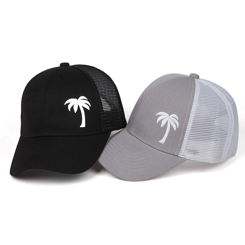 Net Hat Adjustable Men For Cap Embroidered Coconut Tree Women Baseball Cap Outdoor Hip Hop Cap Breathable Summer Fishing Hat