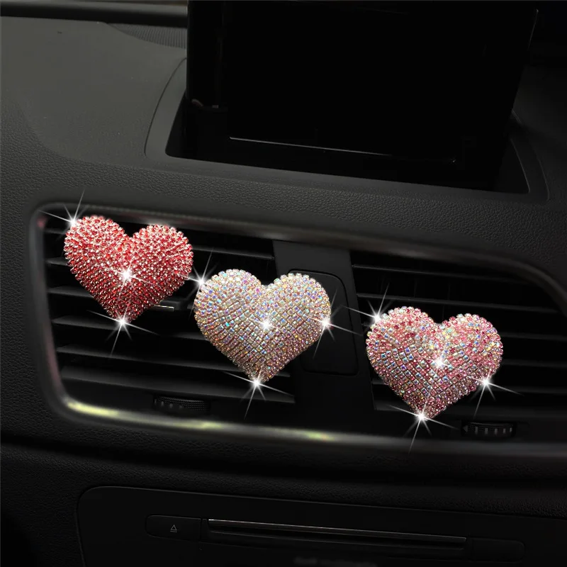 

Heart-shaped Car Aromatherapy Clip Creative Rhinestone Car Air Conditioning Air Outlet Perfume Decoration Clip Car Accessories