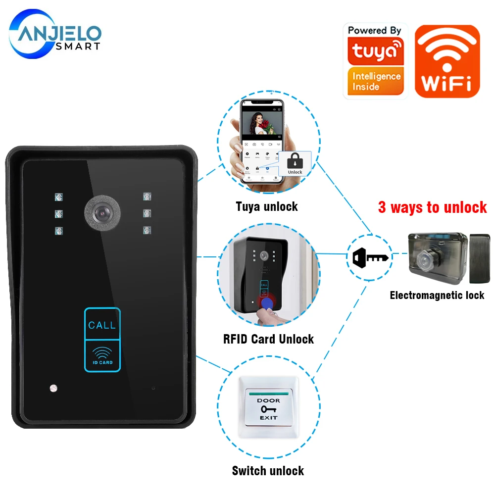 1080P Wifi Wireless Doorbell With Camera Outdoor Tuya Smart Home Remote Unlock Call Wireless Video Intercom For Home Door Bell