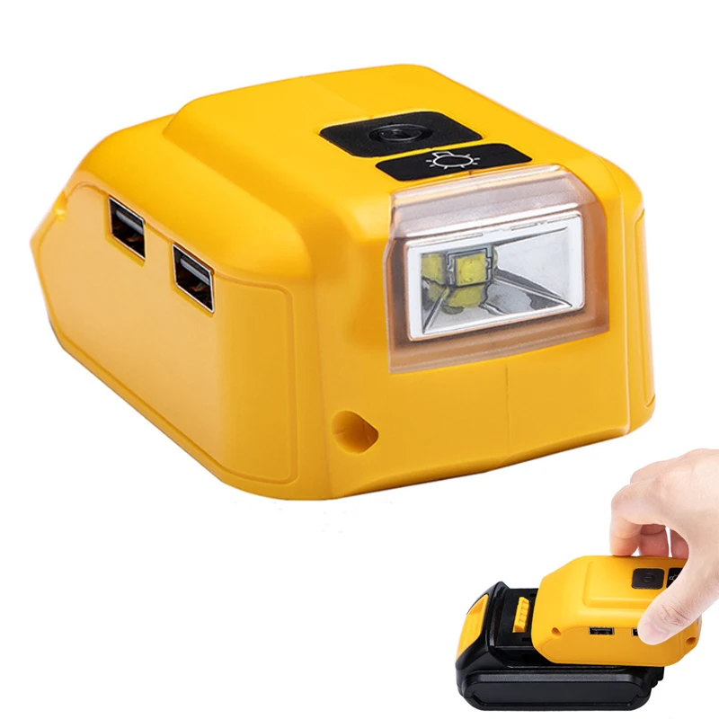

Replacement DCB090 Battery Adapter for Dewalt 18V 20V Max Lithium Battery USB Converter Power Source Supply with LED Work Light