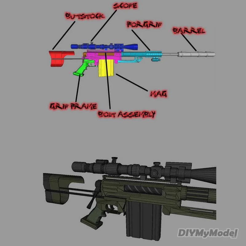1:1 M200 снайперская винтовка Бумажная модель пистолет не стреляет DIY 3D бумажная