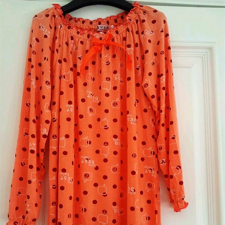 Spring Autumn Cotton Nightgowns Ladies Nightshirt Loose Long Sleeve Home Clothes Printed Nightdress Women Vestido Mujer