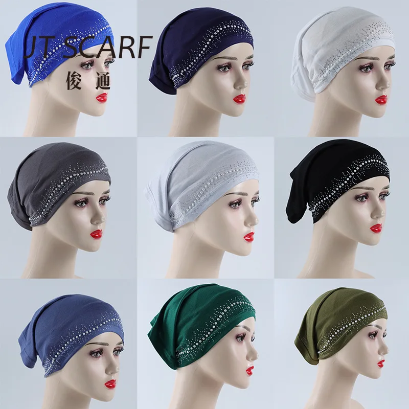 

New Modal Hot Drill Tube Cap Backing Cap Headband Elastic Sweat Cap Neck Hat