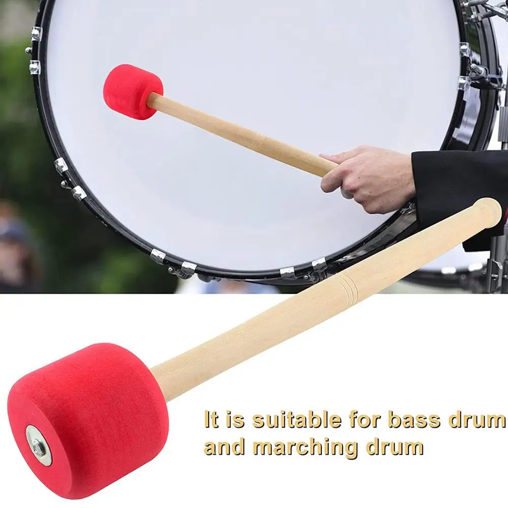 

2pc Bass Foam Drum Mallets Sticks With Oak Wood Handles Lightweight Snare Hammer Percussion Instrument Accessories