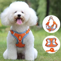 new pet chest vest and leash set reflective dog rope cartoon cute pet harness for small dog fashion accessories free shipping