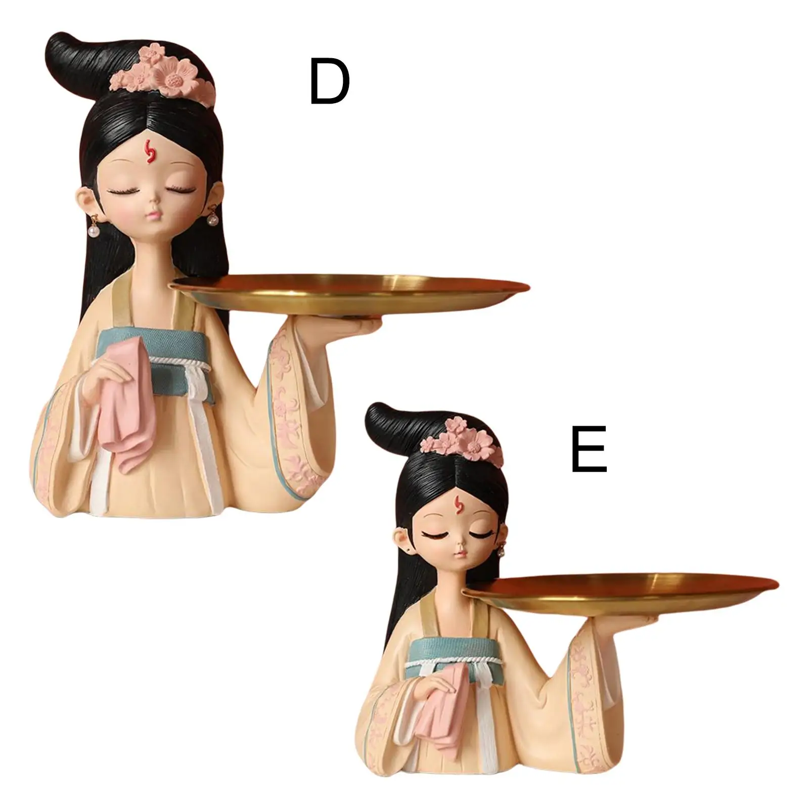 

Chinese Palace Ladies Statue with Storage Tray Desktop Crafts Art Durable