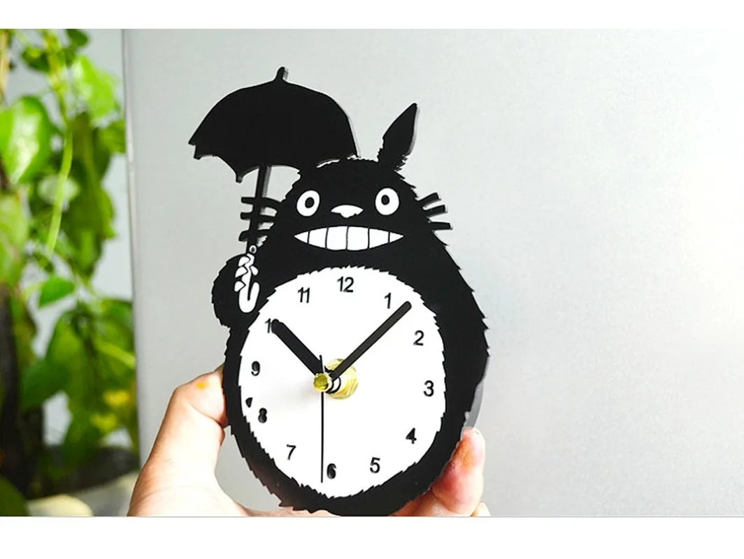 Cute Totoro Fridge Magnet magnetic wall clock Nordic home decoration accessories Children gift refrigerator clock message holder
