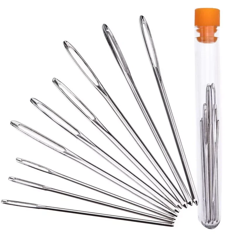Pieces Silver Large-eye Blunt Needles Steel Yarn Knitting Needles Sewing Needles, 5BB5580
