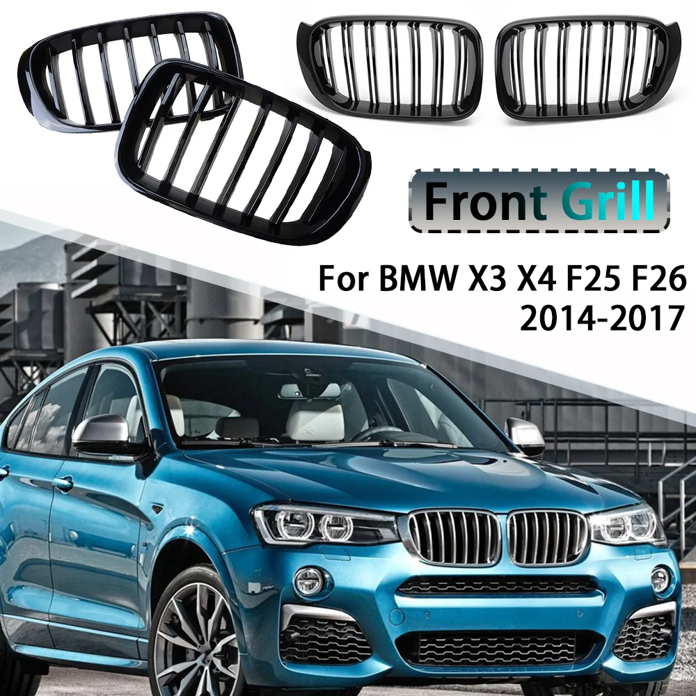 

Front Kidney Grilles Glossy Black M Performance Style Front Bumper Racing Grill For BMW X3 X4 F25 F26 2014-2017 Car Styling
