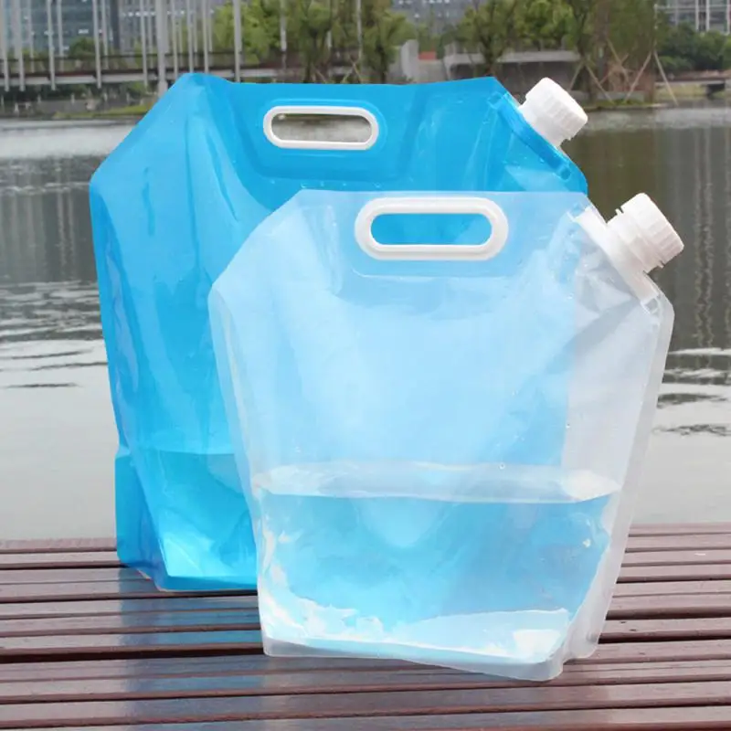 

5L PE Water Bag For Portable Folding Water Storage Lifting Bag For Camping Hiking Survival Hydration Storage 30x32.5cm