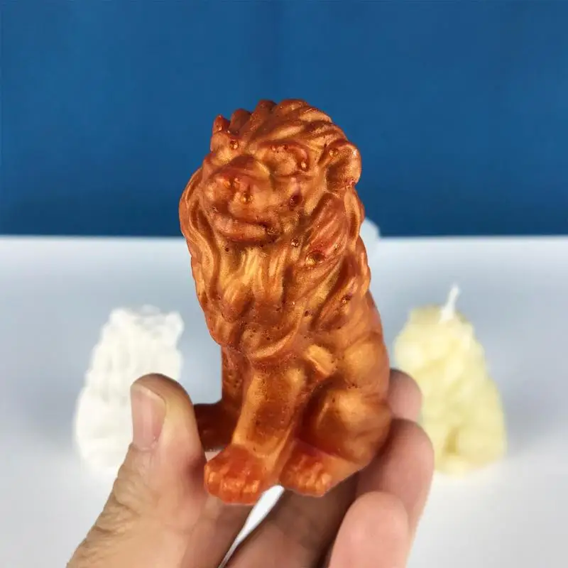 

3D Sitting Lion Shape Candle Mold Simulation Lion Ornament Making Mould Handmade Soap Candle Silicone Mold Chocolate Cake Mould