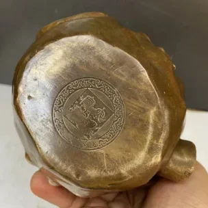 6 дюймов Тибет Медь Латунь Животное Богатство Рыба удачи Майтрейя Будда