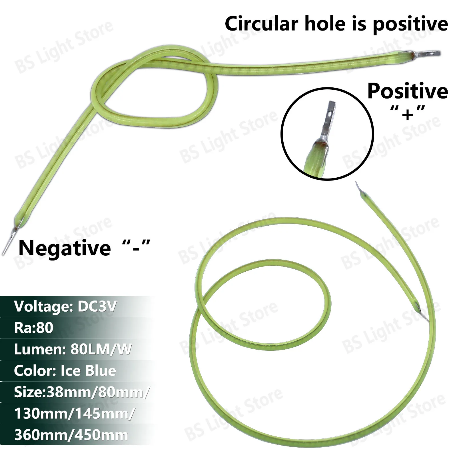 Светодиодный ледяной синий 38 мм 60 80 145 185 360 450 DC3V Гибкая нить Ретро лампа Эдисона