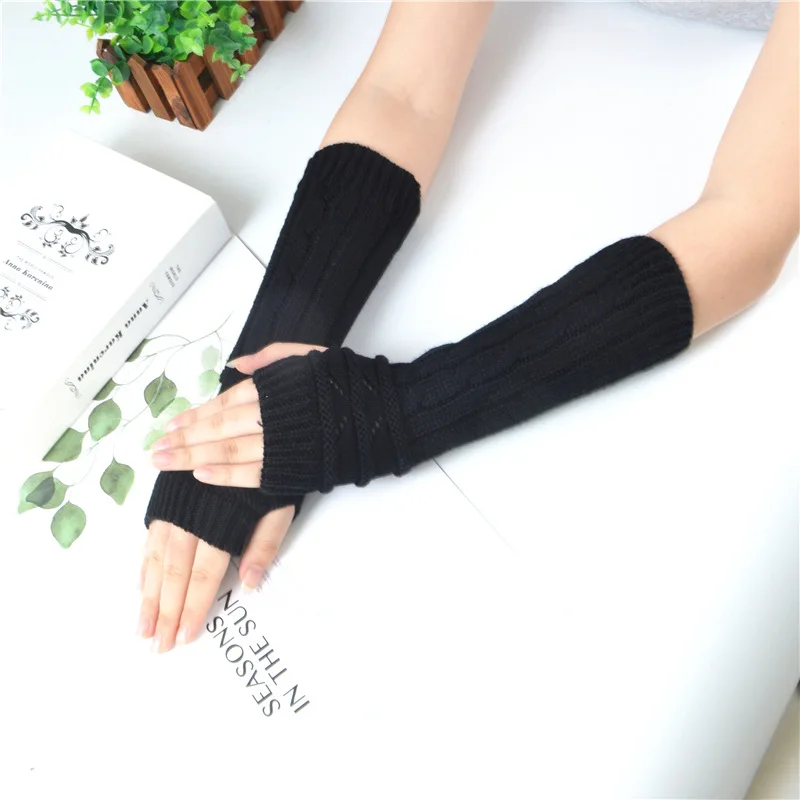 

Women Fingerless Mittens Harajuku Female Anime Gloves Women Knitted Gloves Arm Winter Warmers Japanese Goth Ankle Wrist Sleeves