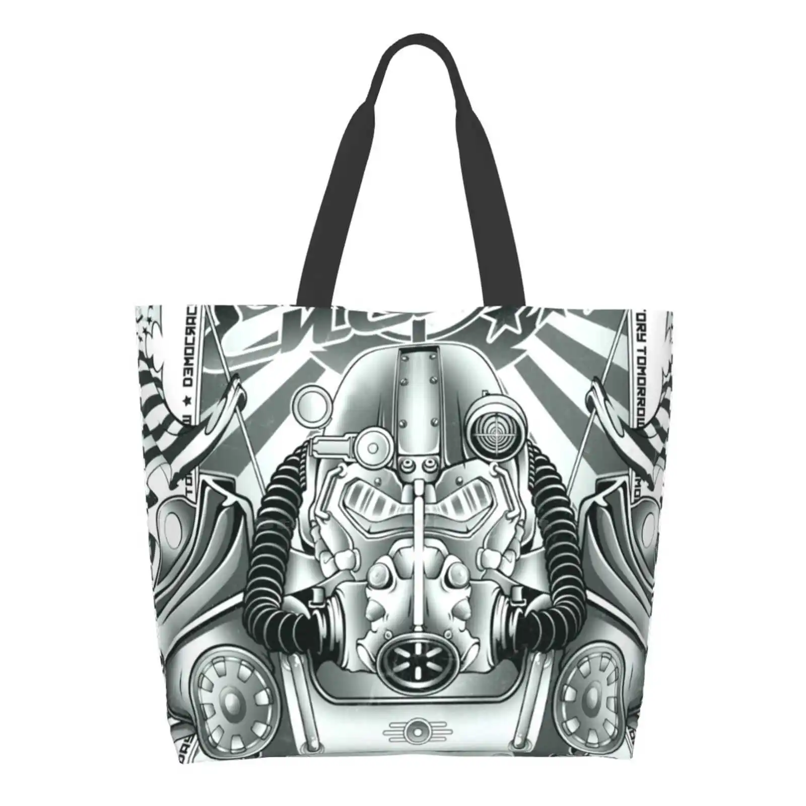 

Nuclear Printed Casual Tote Large Capacity Female Handbags 4 3 76 Boy Bethesda Post Apocalypse Retro Punk