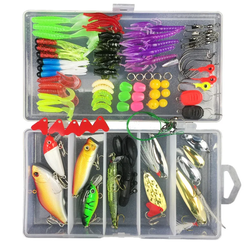 

Fishing Lures Set Spoon Hooks Minnow Pilers Hard Lure Kit In Box Fishing Gear Tackle Kit Accessories 28/88/103/106/105pcs