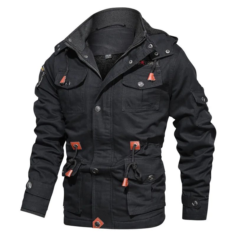 

Thick Warm Parka Mens Fleece Multi-pocket Casual Tactical Army Jacket Winter Jacket Men Plus Size 5XL Hooded jaquetas masculina