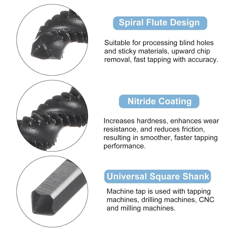 Метчики с резьбой GTBL 4 шт. спиральные метчики для канавки M2 X 0 дюйма метрический