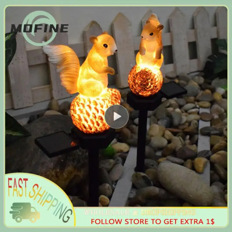 

Decorate Ambient Light Atmosphere Resin Lawn Lamp Lawn Solar Energy Animal Light Solar Light Led Squirrel Amorphous Silicon