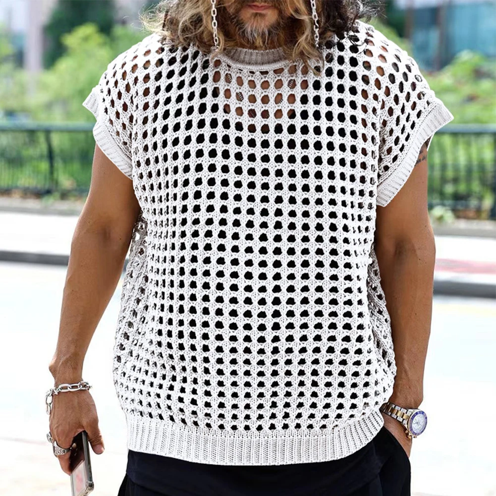 

Mens Sleeveless Mesh Tank Vest Tops Casual Sports Fitness Gym Tee T Shirt