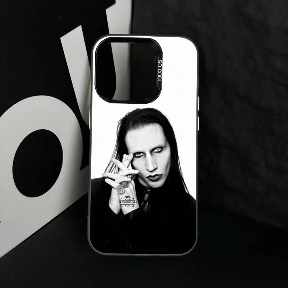 Фото Чехол для телефона S-Singer M-Marilyn M-Manson для iPhone 17, 16, 15, 14, 13, 12, 11 Plus, Pro Max, XS, цветной серебристый чехол-накладка №5
