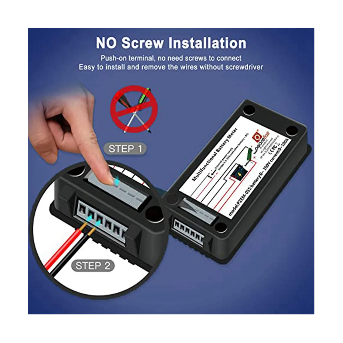 Измеритель мощности аккумулятора постоянного тока цифровой амперметр 0-200 в шунт